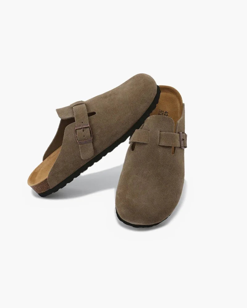 Suede Buckle Clogs – The Riviera
