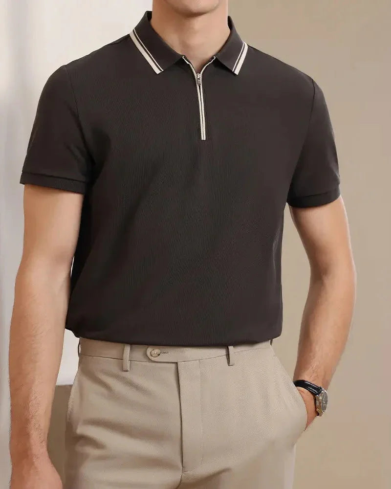 Knitted Polo Shirt – Zip Collar [Quiet Luxury Pick]