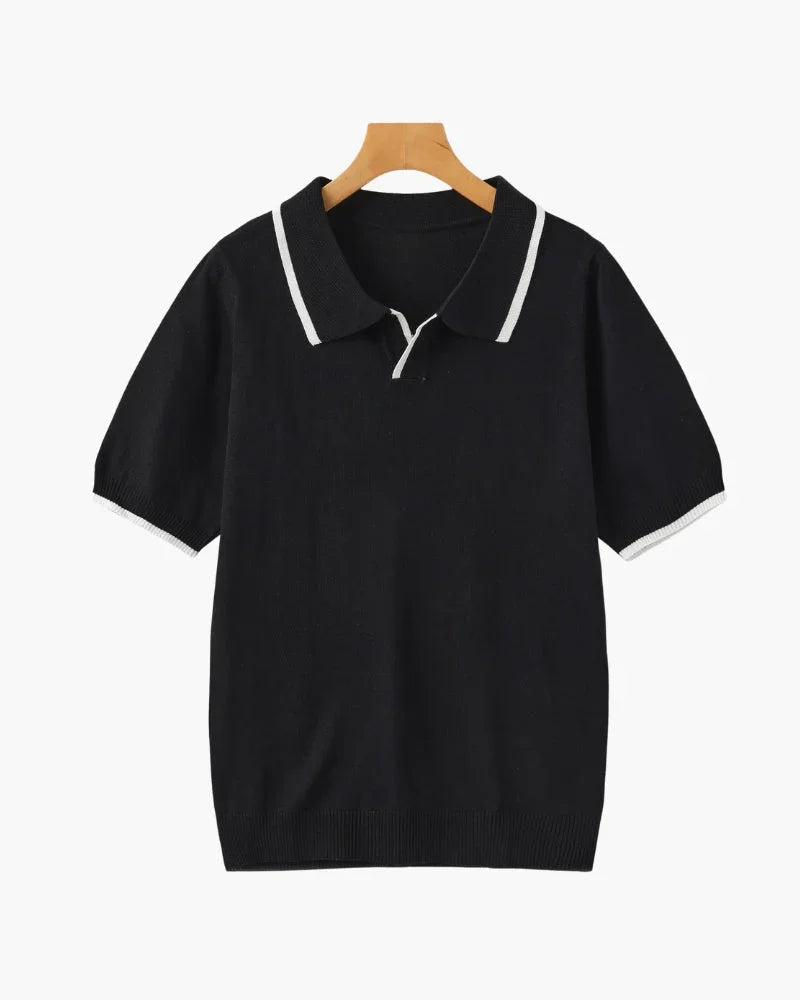 Knitted Polo Shirt – Open-Collar [Quiet Luxury Pick]