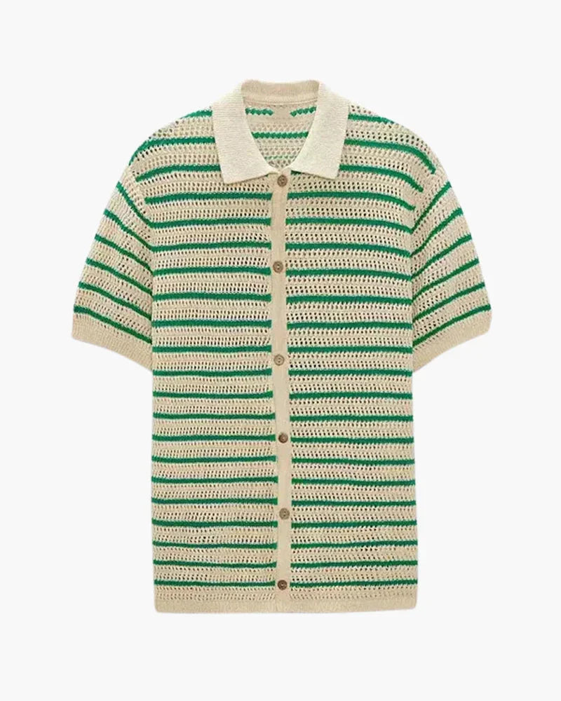Marbella - Knitted Button Button-Up Shirt